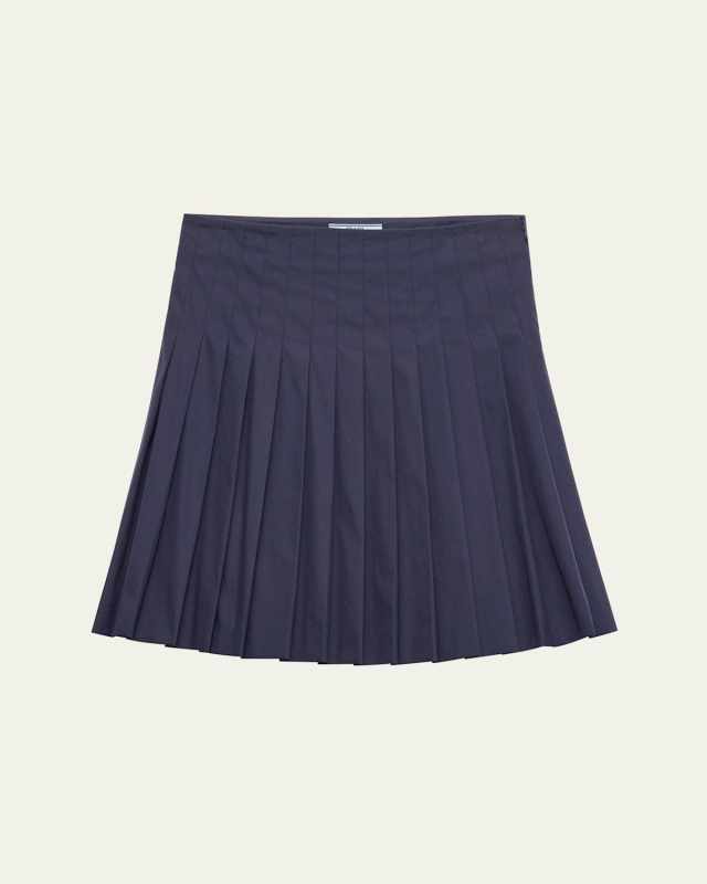 Pleated Poplin Short Skirt